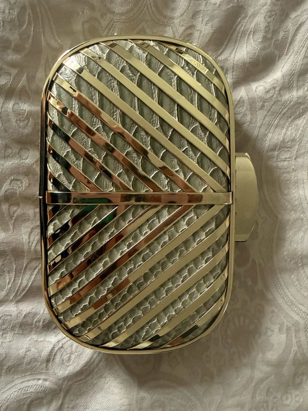 Gold Metallic Diagonal-Strap Clutch Wristlet